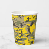 Gelbe und grüne Camouflage Ihr Name personalisiere Pappbecher (Rückseite)