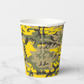 Gelbe und grüne Camouflage Ihr Name personalisiere Pappbecher (Rechts)