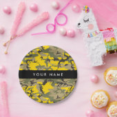 Gelbe und grüne Camouflage Ihr Name personalisiere Pappteller (Party)