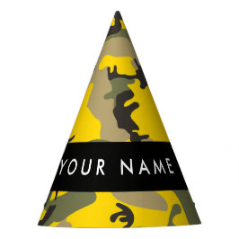Gelbe und grüne Camouflage Ihr Name personalisiere Partyhütchen