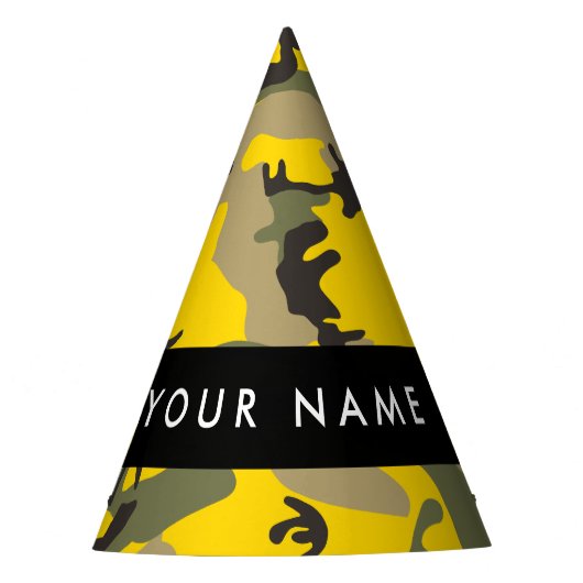 Gelbe und grüne Camouflage Ihr Name personalisiere Partyhütchen (Vorderseite)