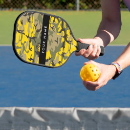 Gelbe und grüne Camouflage Ihr Name personalisiere Pickleball Schläger