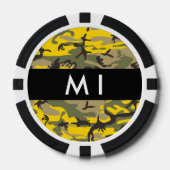 Gelbe und grüne Camouflage Ihr Name personalisiere Pokerchips (Vorderseite)