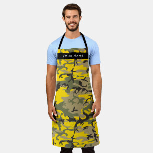 Gelbe und grüne Camouflage Ihr Name personalisiere Schürze