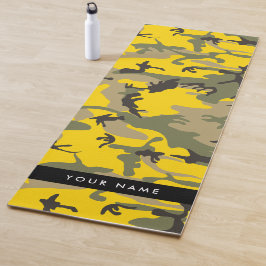 Gelbe und grüne Camouflage Ihr Name personalisiere Yogamatte