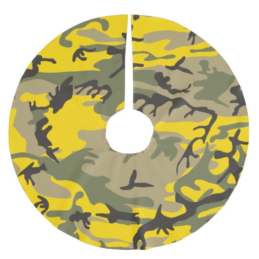 Gelbe und grüne Camouflage, Militär, Armee Polyester Weihnachtsbaumdecke (Vorderseite)