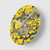 Gelbe und grüne Camouflage, Militär, Armee Runde Wanduhr (Winkel)
