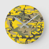Gelbe und grüne Camouflage, Militär, Armee Runde Wanduhr (Vorderseite)