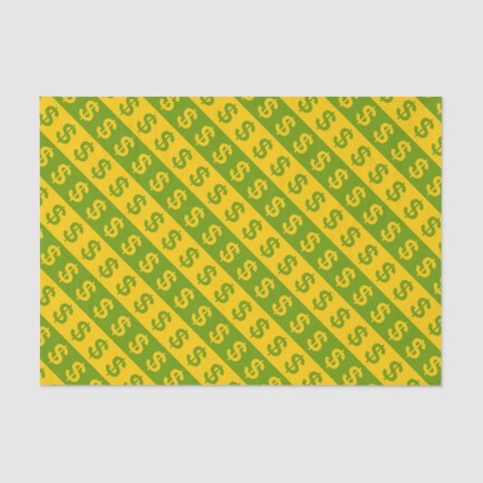 Gelbe und grüne Dollar-Zeichen Gestreiftes Muster Seidenpapier (Vorderseite)