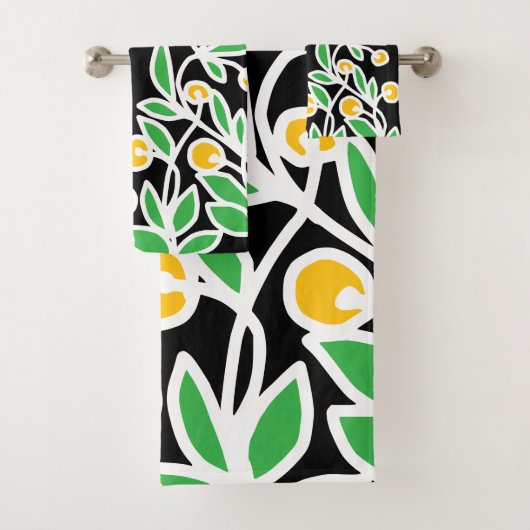 Gelbe und grüne Doodle Badhandtuch Set (Insitu)