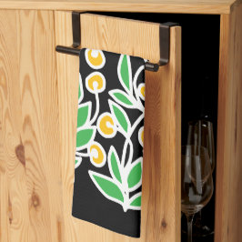 Gelbe und grüne Doodle Geschirrtuch