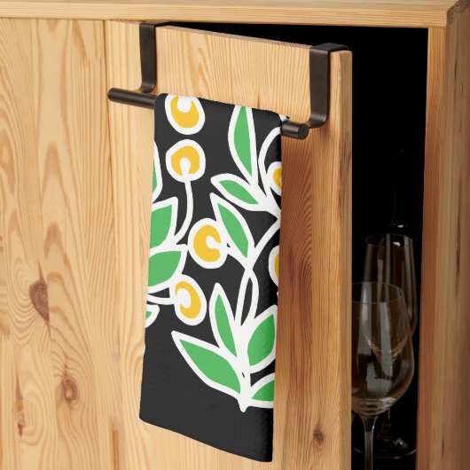 Gelbe und grüne Doodle Geschirrtuch (Drittel gefaltet)