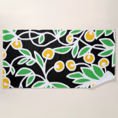 Gelbe und grüne Doodle Strandtuch (Vorderseite)