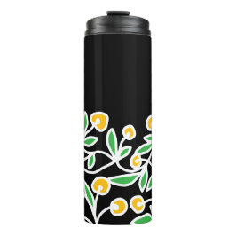 Gelbe und grüne Doodle Thermosbecher