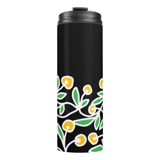 Gelbe und grüne Doodle Thermosbecher (Vorderseite)