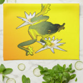 Gelbe und grüne Froschfarbe, Geschirrtuch (Gefaltet)