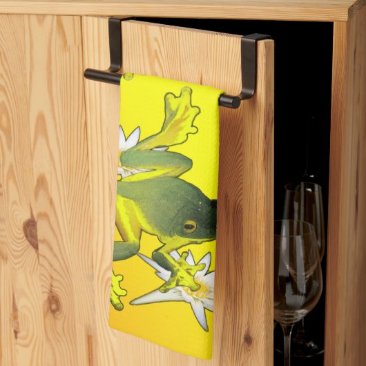 Gelbe und grüne Froschfarbe, Geschirrtuch (Drittel gefaltet)