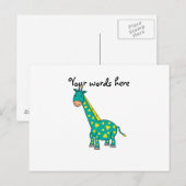 Gelbe und grüne Giraffe Postkarte (Vorne/Hinten)