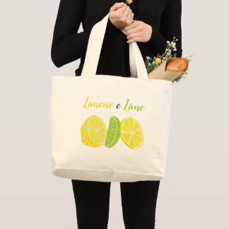 Gelbe und grüne italienische Zitrone und Limone Jumbo Stoffbeutel