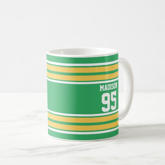 Gelbe und grüne Jersey gestreifte Farben Kaffeetasse (VorderseiteRechts)