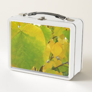 Gelbe und grüne Judasbaumblätter Metall Brotdose