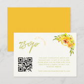 Gelbe und grüne lebendige florale QR-Code-RSVP-Kar Begleitkarte (Vorne/Hinten)