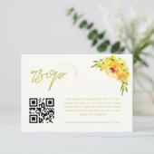 Gelbe und grüne lebendige florale QR-Code-RSVP-Kar Begleitkarte (Stehend Vorderseite)