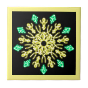Gelbe und grüne neonale Blume Fliese