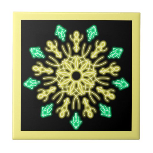 Gelbe und grüne neonale Blume Fliese (Vorderseite)