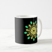 Gelbe und grüne neonale Blume Kaffeetasse (VorderseiteRechts)