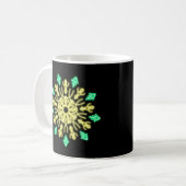 Gelbe und grüne neonale Blume Kaffeetasse (Vorderseite Links)