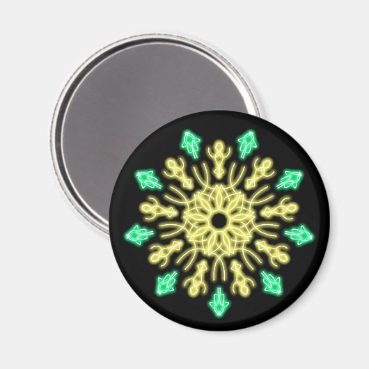 Gelbe und grüne neonale Blume Magnet (Vorderseite/Rückseite)