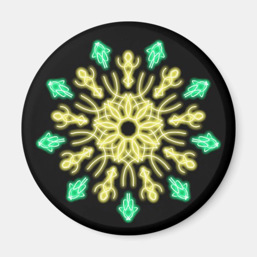 Gelbe und grüne neonale Blume Magnet (Vorne)