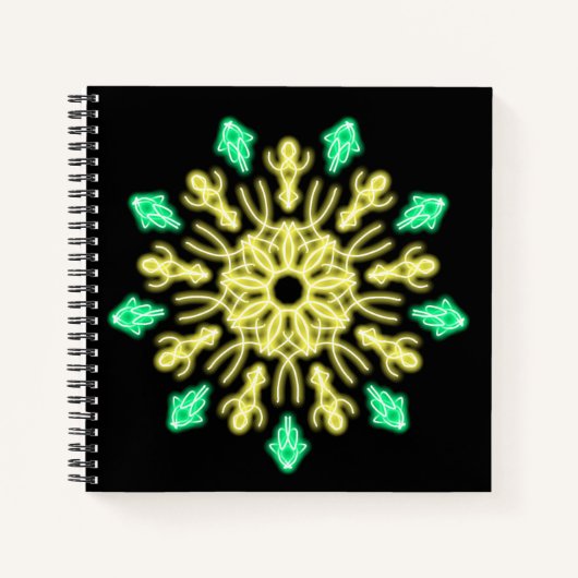 Gelbe und grüne neonale Blume Notizbuch (Vorderseite)