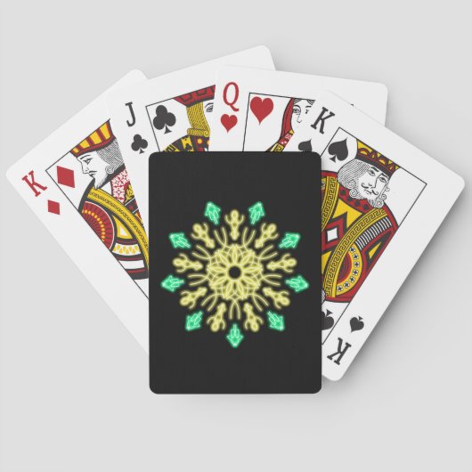Gelbe und grüne neonale Blume Spielkarten (Rückseite)