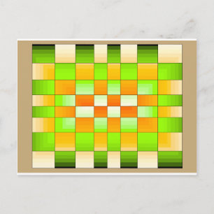 Gelbe und grüne optische Illusion Schachbrett Postkarte