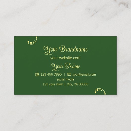 Gelbe und grüne Ornamente mit Verziertem Logo Visitenkarte (Rückseite)