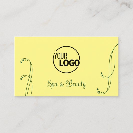 Gelbe und grüne Ornamente mit Verziertem Logo Visitenkarte (Vorderseite)