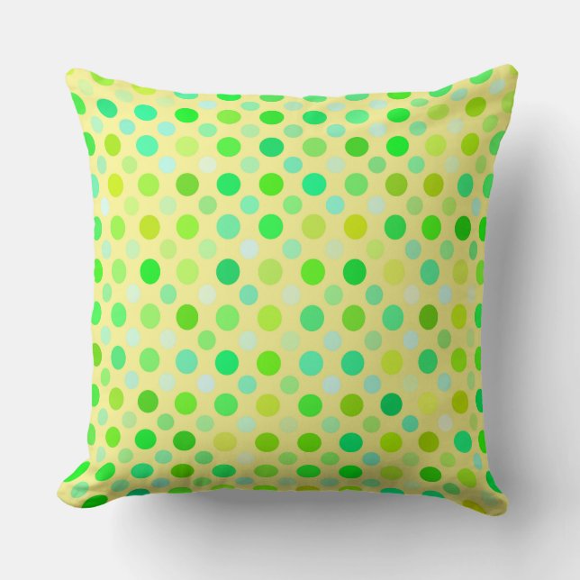 Gelbe und grüne Polka-Punkte Kissen (Vorderseite)