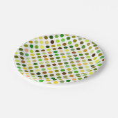 Gelbe und grüne Punkte Pappteller (Schrägansicht)