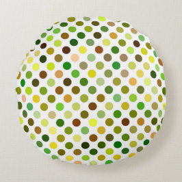Gelbe und grüne Punkte Rundes Kissen