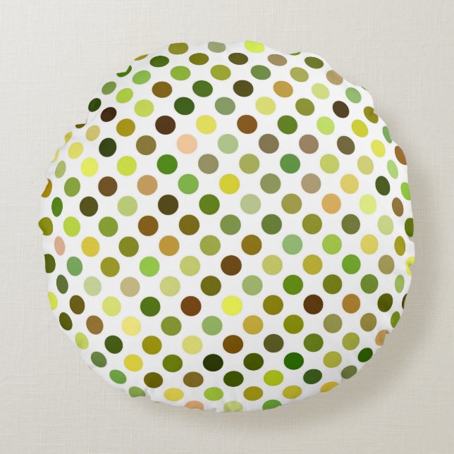 Gelbe und grüne Punkte Rundes Kissen (Vorderseite)