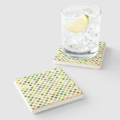 Gelbe und grüne Punkte Steinuntersetzer (Seitenansicht)