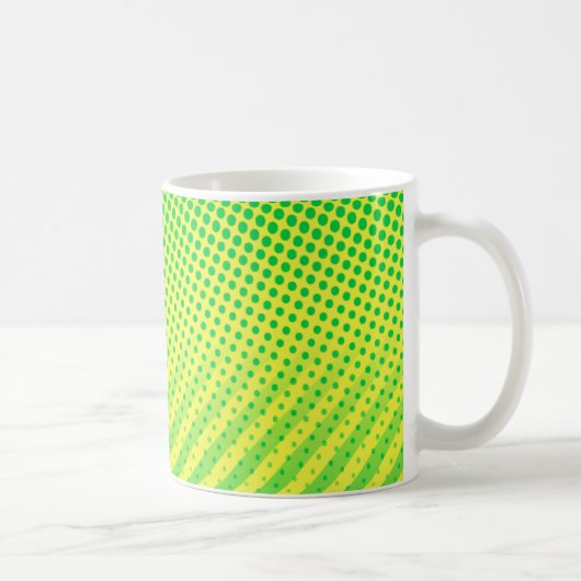 Gelbe und grüne Punkte und Streifen Kaffeetasse (Rechts)