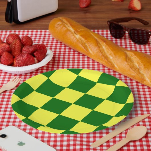 Gelbe und grüne Quadrate Pappteller (Picknick)