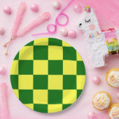 Gelbe und grüne Quadrate Pappteller (Party)