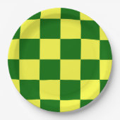 Gelbe und grüne Quadrate Pappteller (Vorderseite)