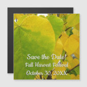 Gelbe und grüne Redbud-Blätter Magnetkarte (Vorne/Hinten)