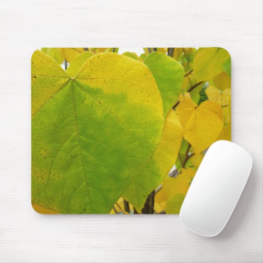 Gelbe und grüne Redbud-Blätter Mousepad (Mit Mouse)