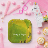 Gelbe und grüne Redbud-Blätter Pappteller (Party)